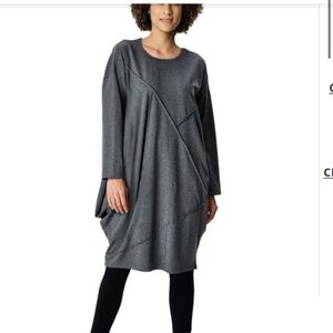 Asymmetric Seam Cotton Jersey Draped Shift Dress in Charcoal (NWOT)